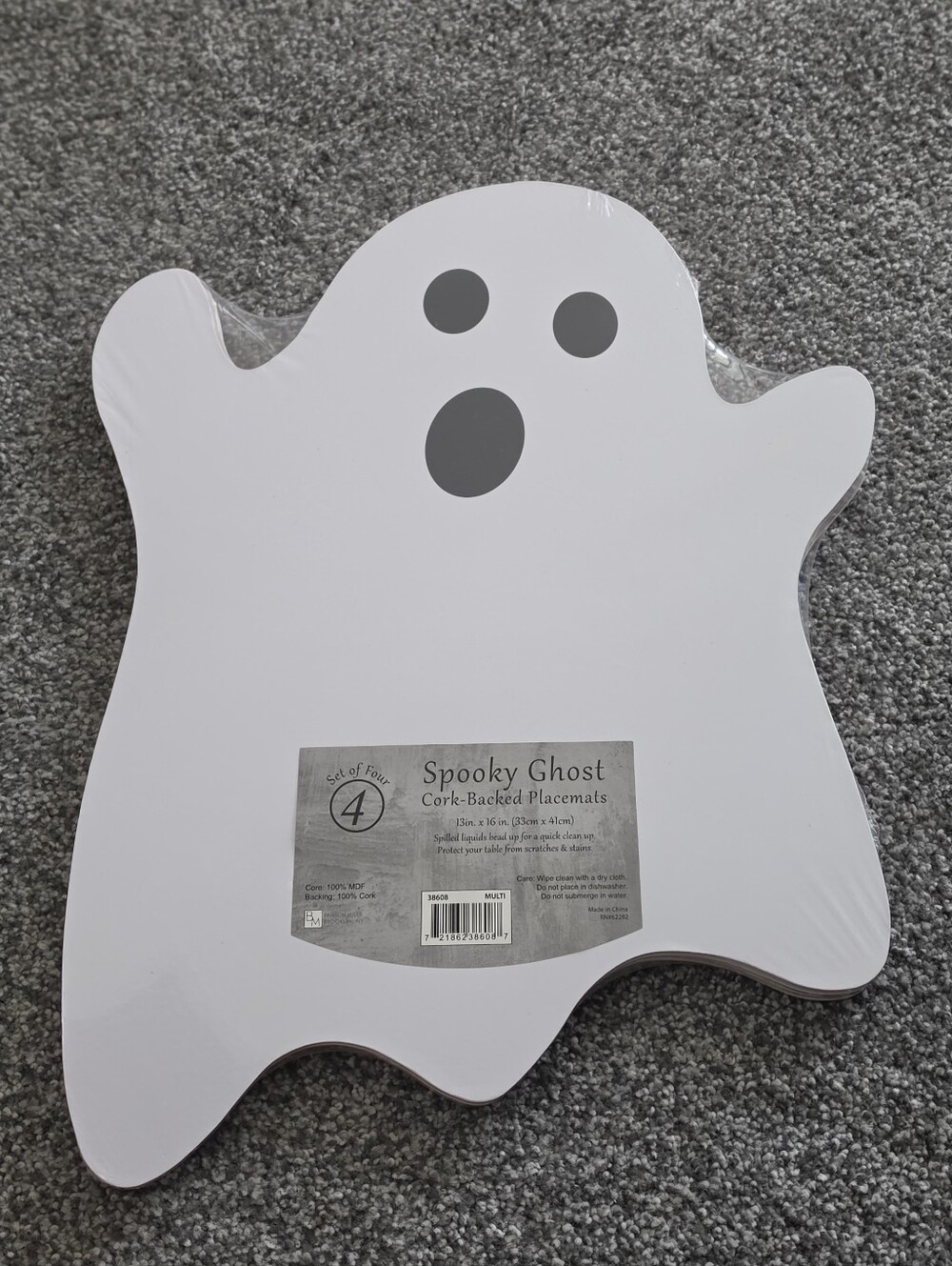 NWT! Spooky Ghost Cork-Backed Placemats - Set Of 4 - Picture 1 of 2